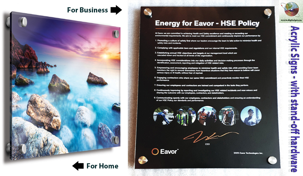Top Quality Custom Acrylic Signs designed for either Indoor or Outdoor uses, for Business or Home