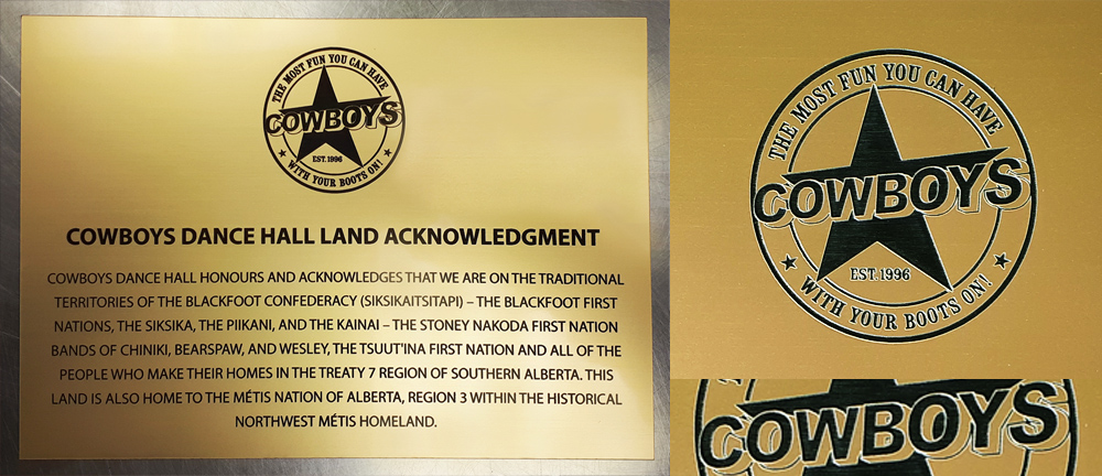 Laser Engraved on the brushed Gold Plexi / Plastic - A great choice for a sign, to make your statements, requests, or polices