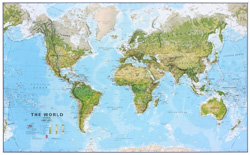 Physical World Wall Map