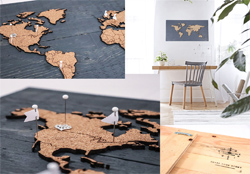 World Travel Map - Cork Pin Map with Flags
