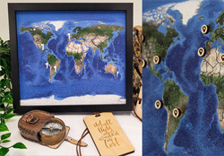 Framed World Geo Optic Cork Pin Map